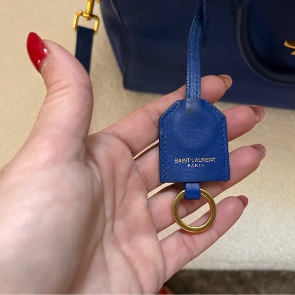 SAINT LAURENT Cabas Leather Blue and Gold hardware Shoulder 357395 R10293A - Picture 15 of 15
